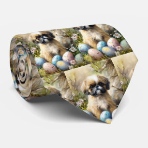 Shih Tzu Hund mit Ostereiern Feiertag Krawatte