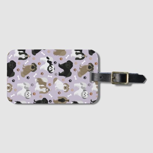 Shih Tzu Hund Paws & Bones Gepäckmarke Gepäckanhänger (Vorderseite (Horizontal))