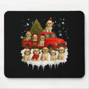 Shih Tzu Hund roter LKW Weihnachtsbaum Santa hässl Mousepad