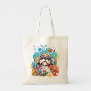 Shih Tzu Hund Schnorcheln am Korallenriff Tragetasche