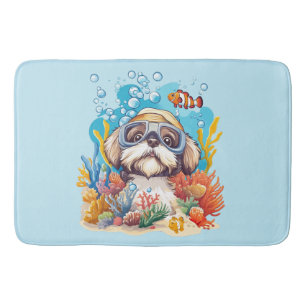 Shih Tzu Hund schnorchelt am Korallenriff Badematte