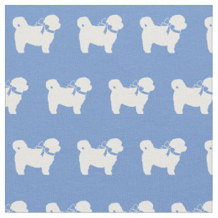 Shih Tzu Hund Silhouette Haustier Hellblau Stoff