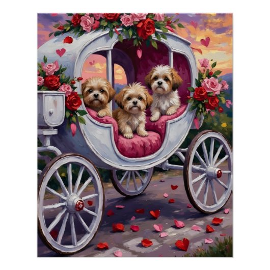 Shih Tzu Hund Valentinstag Poster (Vorderseite)