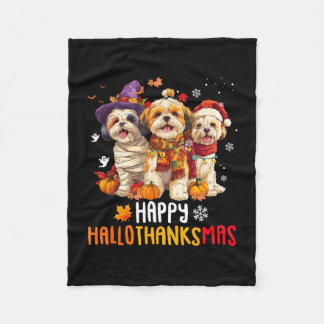 Shih tzu Hund Weihnachten frohe hallothankmas Fleecedecke