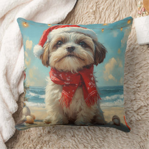 Shih Tzu Hund Weihnachten Vintage Strand Kissen