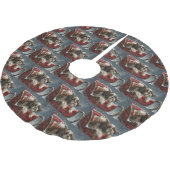 Shih Tzu Hund Weihnachtsfestlich Polyester Weihnachtsbaumdecke (Schrägansicht)