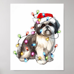 Shih Tzu Hund Weihnachtslichter Xmas Süß  Poster