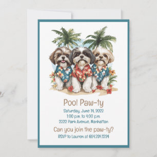 Shih Tzu Hunde mit hawaiianischen Hemden Einladung