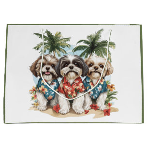 Shih Tzu Hunde mit hawaiianischen Hemden Große Geschenktüte