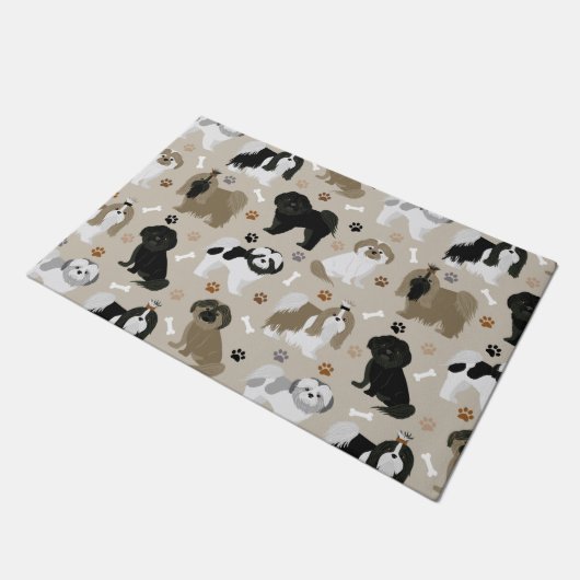 Shih Tzu Hunde Paws and Bones Doormat Fußmatte (Schrägansicht)