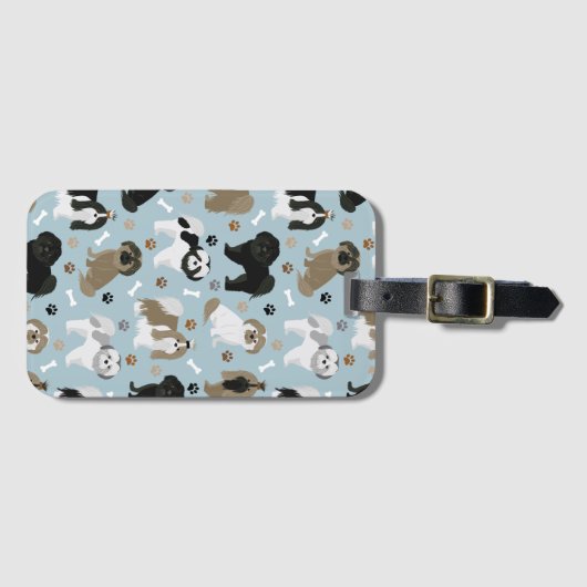 Shih Tzu Hunde Paws and Bones Gepäckanhänger (Vorderseite (Horizontal))