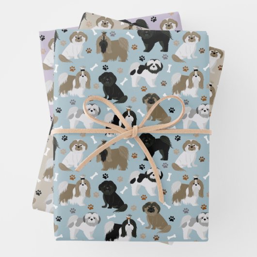 Shih Tzu Hunde Paws and Bones Geschenkpapier Set (Beispiel)