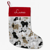 Shih Tzu Hunde Paws and Bones Kleiner Weihnachtsstrumpf (Vorderseite)