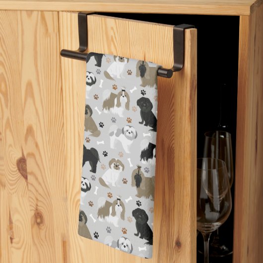 Shih Tzu Hunde Paws and Bones Küchentücher (Drittel gefaltet)