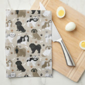 Shih Tzu Hunde Paws and Bones Küchentücher (Viertel Falte)