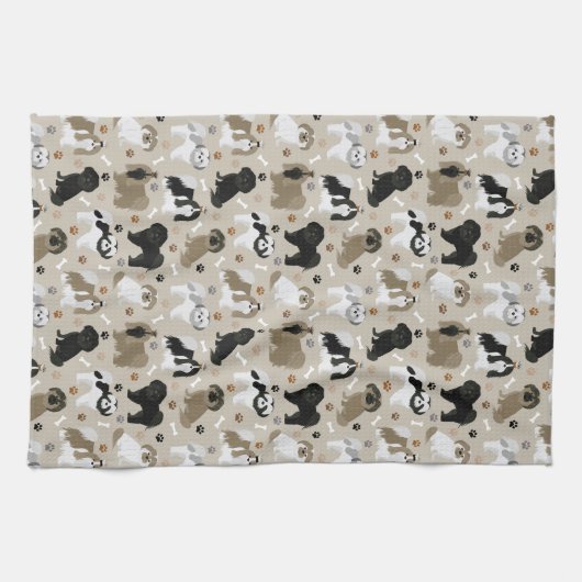 Shih Tzu Hunde Paws and Bones Küchentücher (Horizontal)