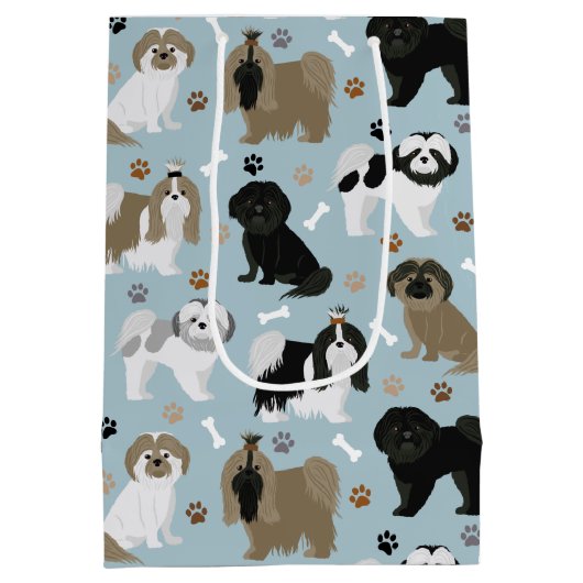 Shih Tzu Hunde Paws and Bones Mittlere Geschenktüte (Rückseite)