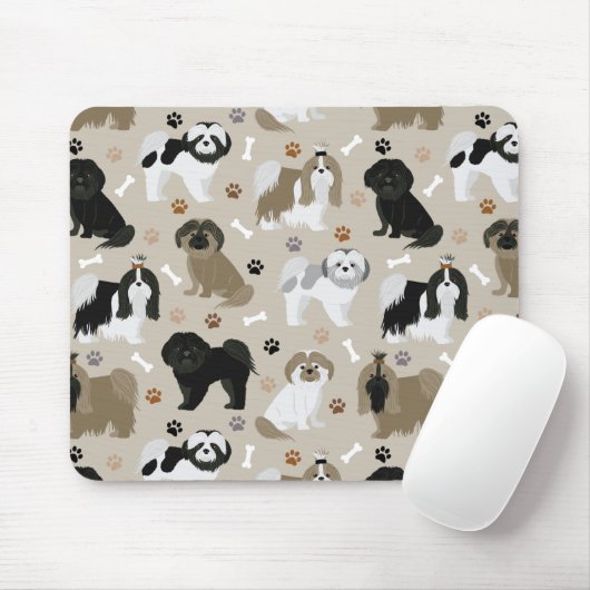 Shih Tzu Hunde Paws and Bones Mouse Pad Mousepad (Mit Mouse)