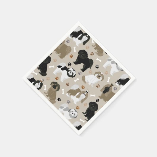 Shih Tzu Hunde Paws and Bones Napkins Serviette (Ecke)