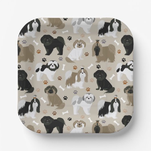 Shih Tzu Hunde Paws and Bones Paper Tellers Pappteller (Vorderseite)