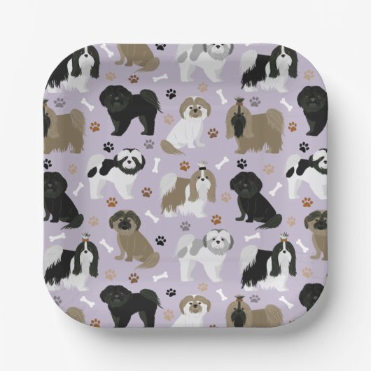 Shih Tzu Hunde Paws and Bones Paper Tellers Pappteller (Vorderseite)