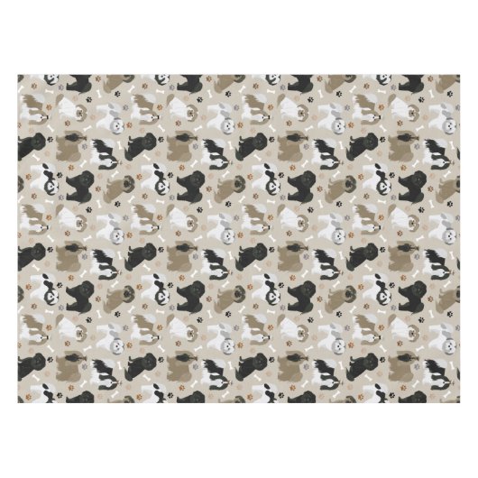 Shih Tzu Hunde Paws and Bones Tischdecke (Vorderseite (Horizontal))