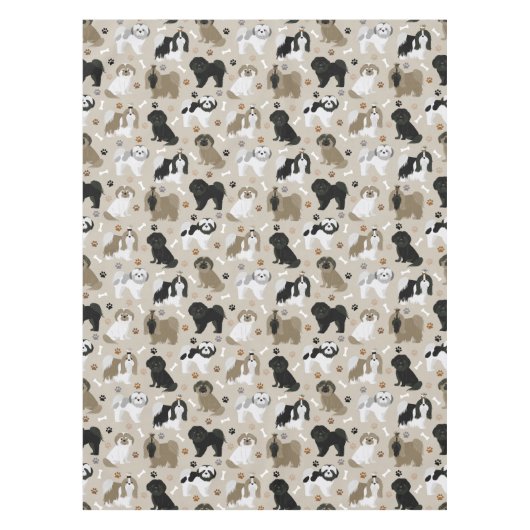 Shih Tzu Hunde Paws and Bones Tischdecke (Vorderseite)