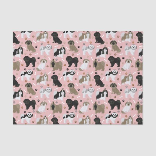 Shih Tzu Hunde Paws and Bones Tissue Seidenpapier (Vorderseite)