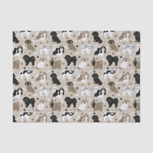 Shih Tzu Hunde Paws and Bones Tissue Seidenpapier (Vorderseite)
