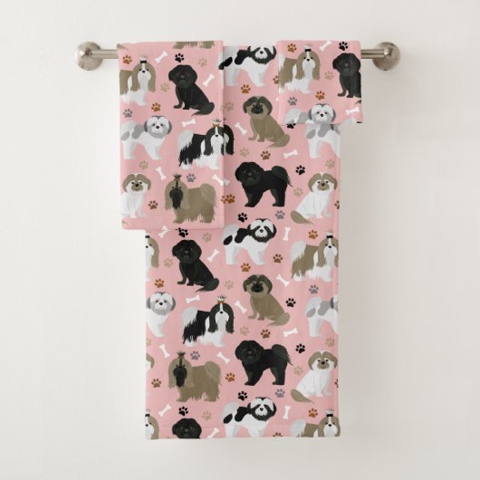 Shih Tzu Hunde Paws & Bones Badetuch Set (Insitu)