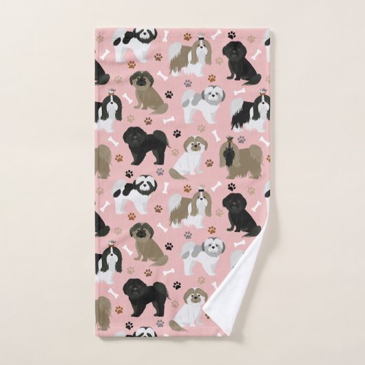 Shih Tzu Hunde Paws & Bones Badetuch Set (Handtuch)