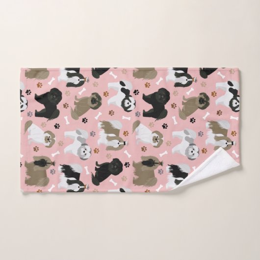 Shih Tzu Hunde Paws & Bones Badetuch Set (Handtuch)