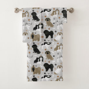 Shih Tzu Hunde Paws & Bones Badetuch Set