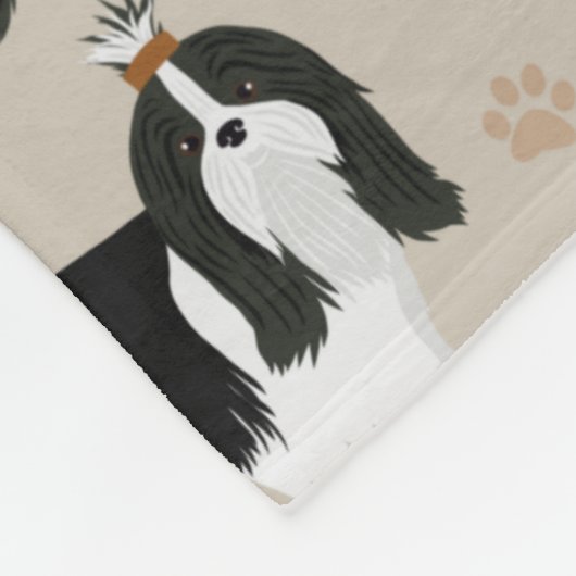 Shih Tzu Hunde Paws & Bones Fleece Blanket (Ecke)