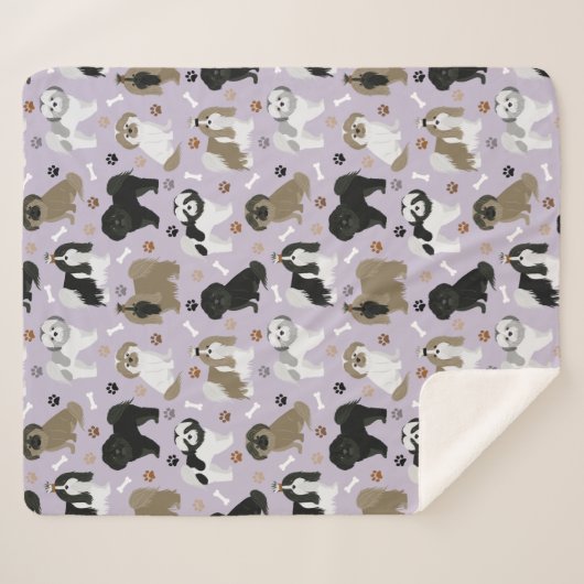 Shih Tzu Hunde Paws & Bones Sherpa Blanket Sherpadecke (Vorderseite (Horizontal))