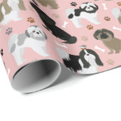 Shih Tzu Hunde Pfoten und Knochen Wrapping Paper Geschenkpapier (Rolleneckpunkt)