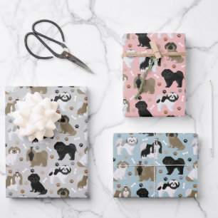 Shih Tzu Hunde Pfoten und Knochen Wrapping Paper S Geschenkpapier Set