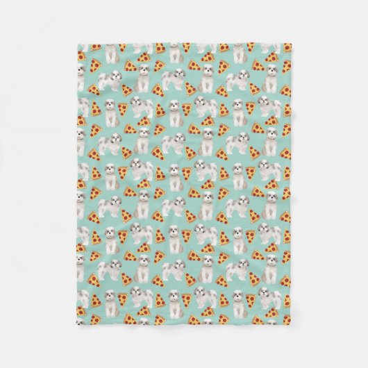 Shih Tzu Hunde Pizza Liebhaber Minze Fleecedecke (Vorderseite)