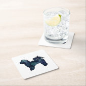 Shih Tzu Hunde Silhouette Wasserfarbe Rechteckiger Pappuntersetzer (Vor Ort)