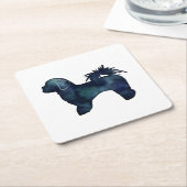 Shih Tzu Hunde Silhouette Wasserfarbe Rechteckiger Pappuntersetzer (angewinkelt)