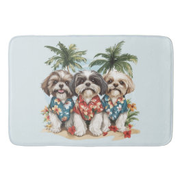 Shih Tzu Hunde tragen hawaiianische Shirts Badematte
