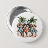 Shih Tzu Hunde tragen hawaiianische Shirts Button (Vorne & Hinten)