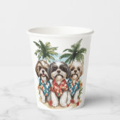 Shih Tzu Hunde tragen hawaiianische Shirts Pappbecher (Rückseite)