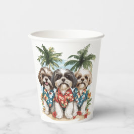 Shih Tzu Hunde tragen hawaiianische Shirts Pappbecher