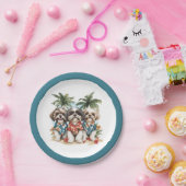 Shih Tzu Hunde tragen hawaiianische Shirts Pappteller (Party)