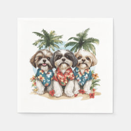 Shih Tzu Hunde tragen hawaiianische Shirts Serviette