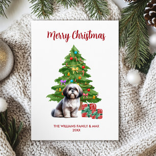 Shih Tzu-Hundefamilien-Weihnachten Feiertagskarte
