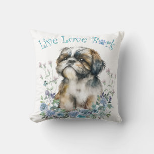 Shih Tzu Hundefrau Blumen Kissen