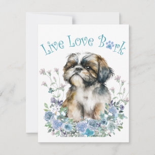 Shih Tzu Hundefrau Blumen Mitteilungskarte