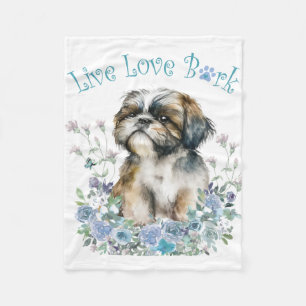 Shih Tzu Hundemama Floral Fleecedecke